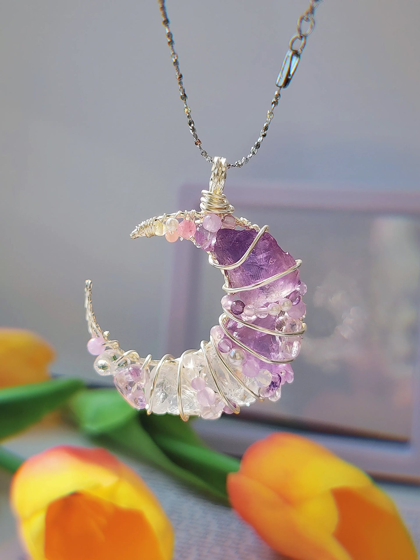 Purple Sea Moon Pendant
