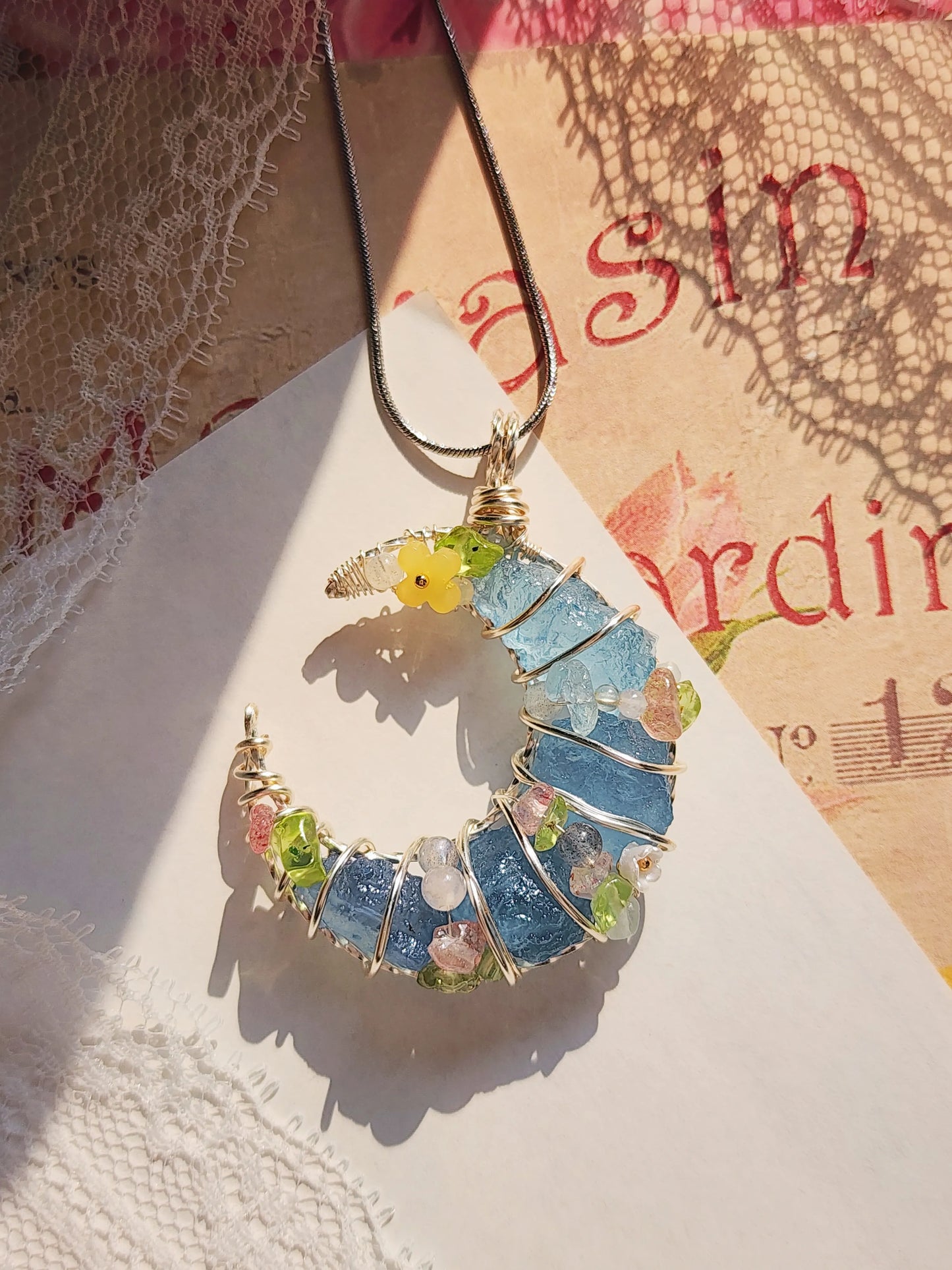 Blue Sea Moon Pendant