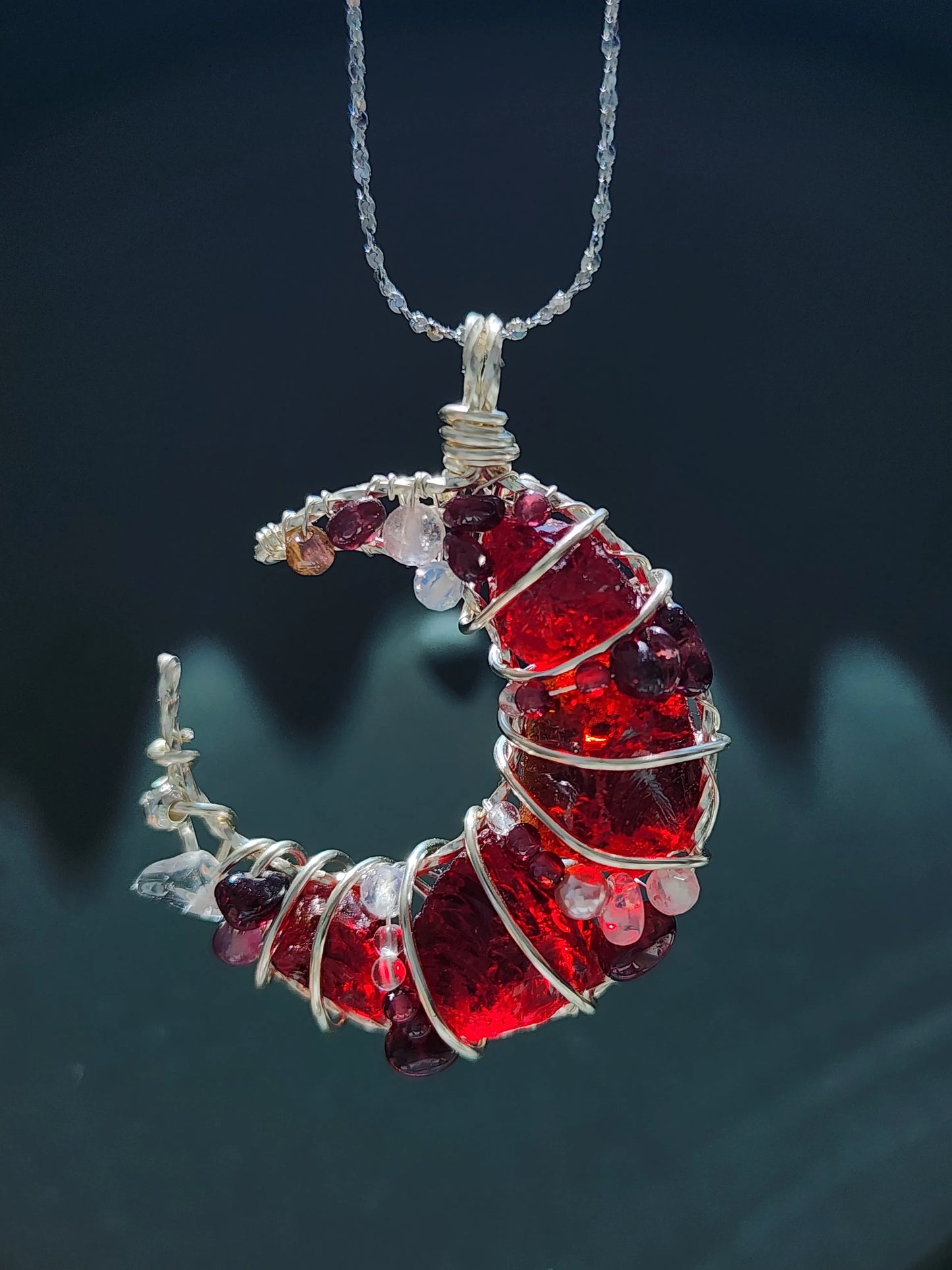 Garnet Moon Crystal Pendant
