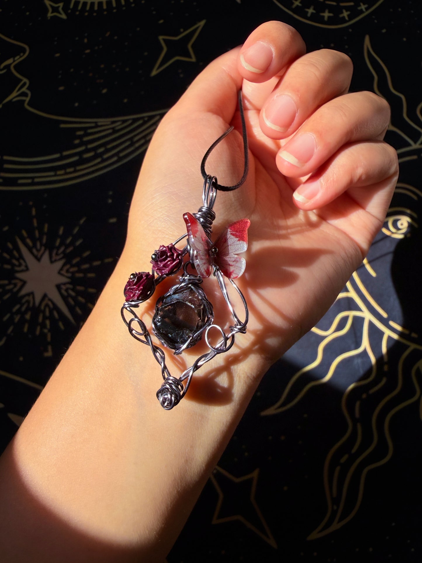 Woodland Butterfly & Rose Pendant