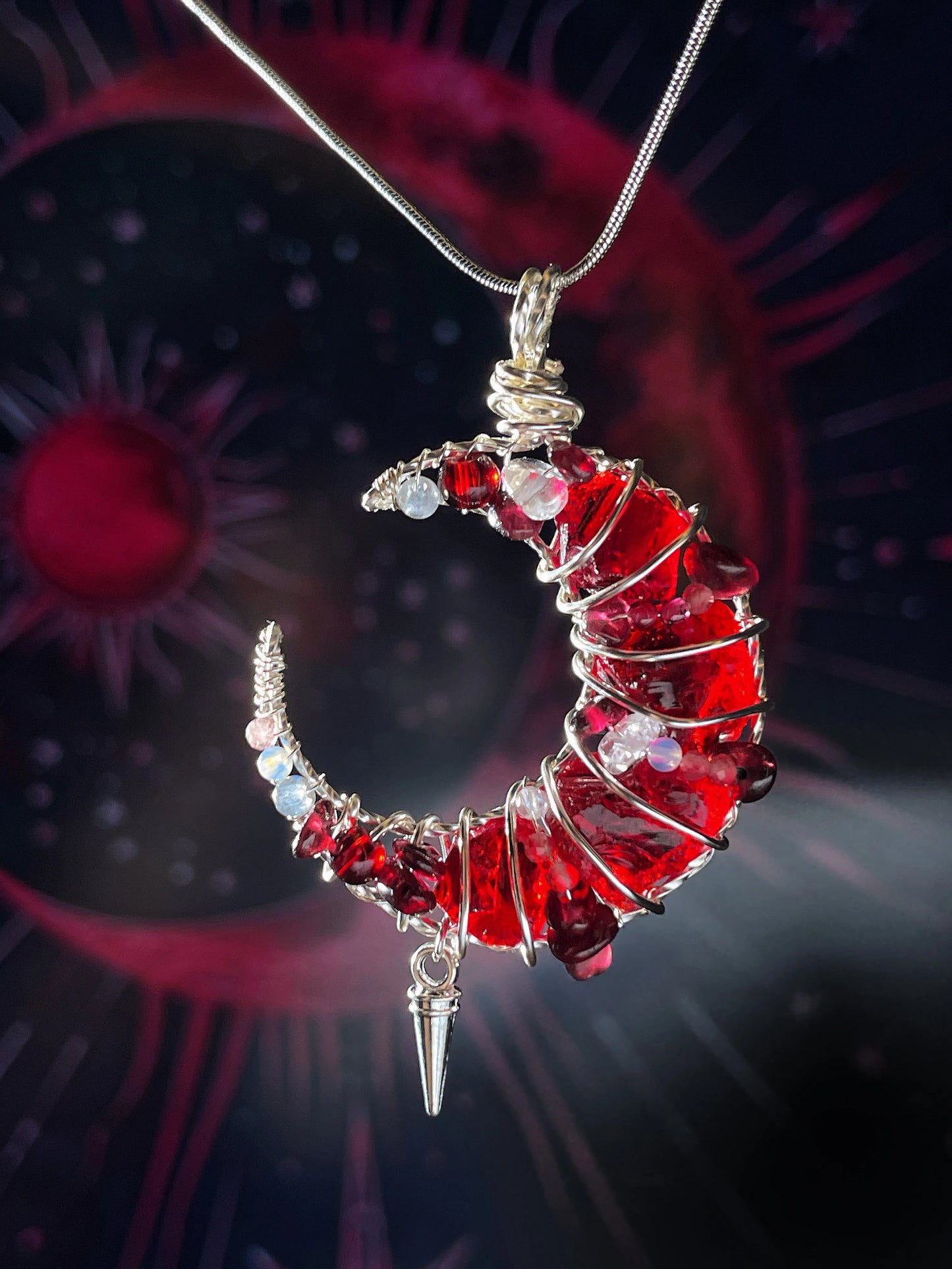 Garnet Moon Crystal Pendant