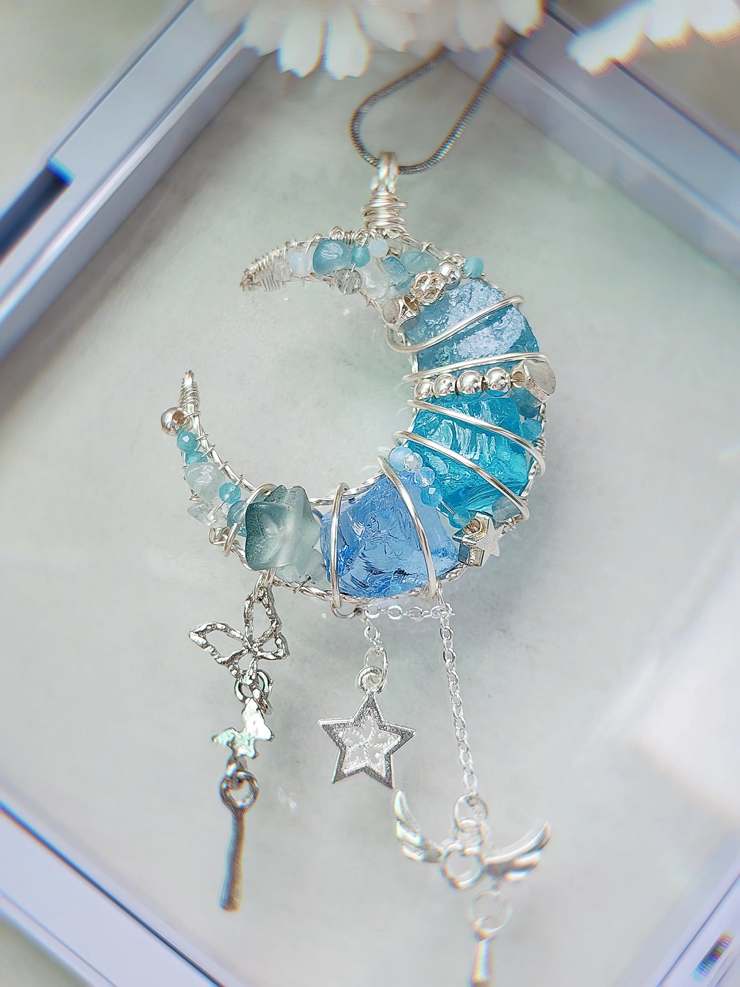 Azure Angel Moon Pendant