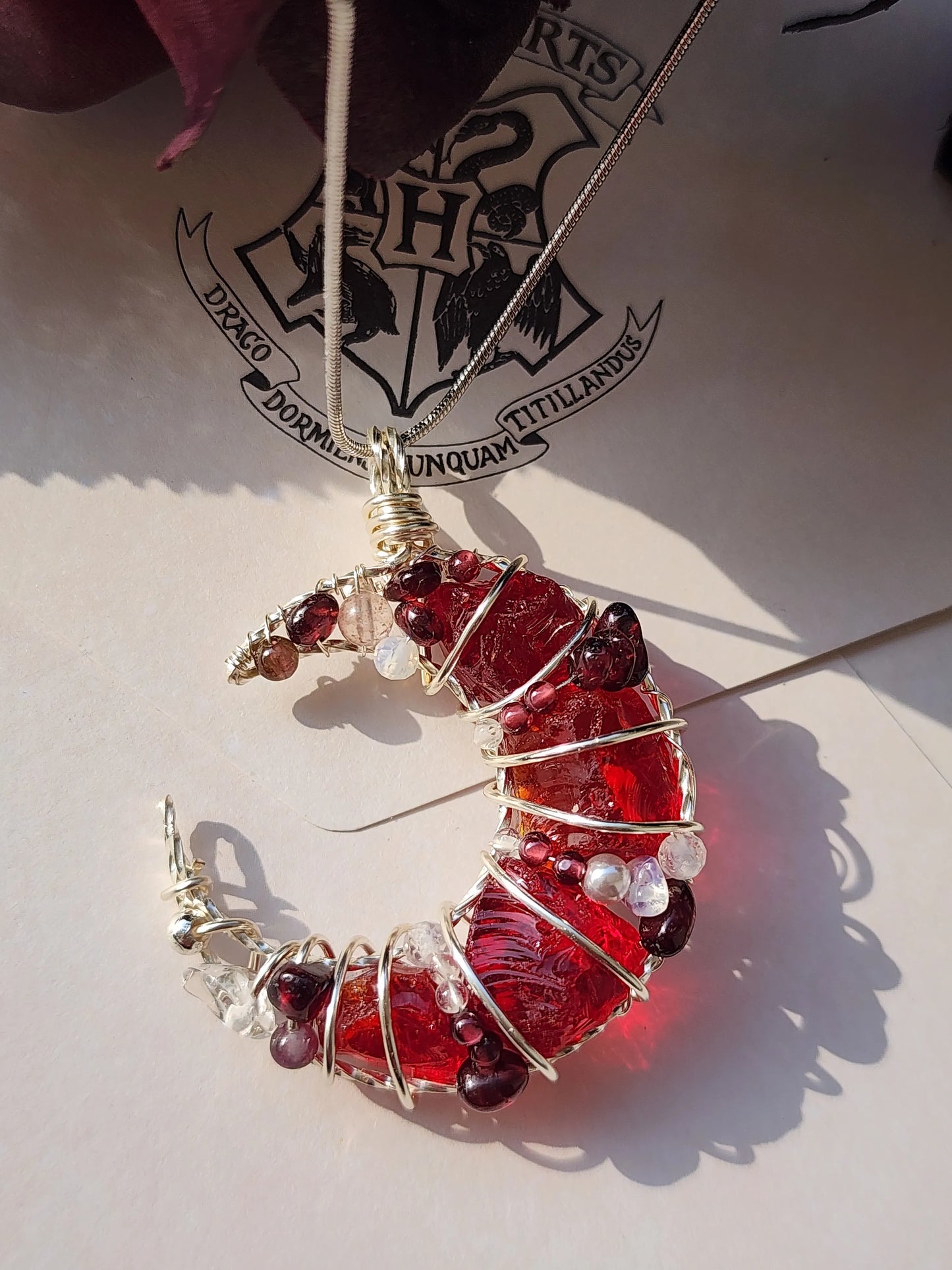 Garnet Moon Crystal Pendant