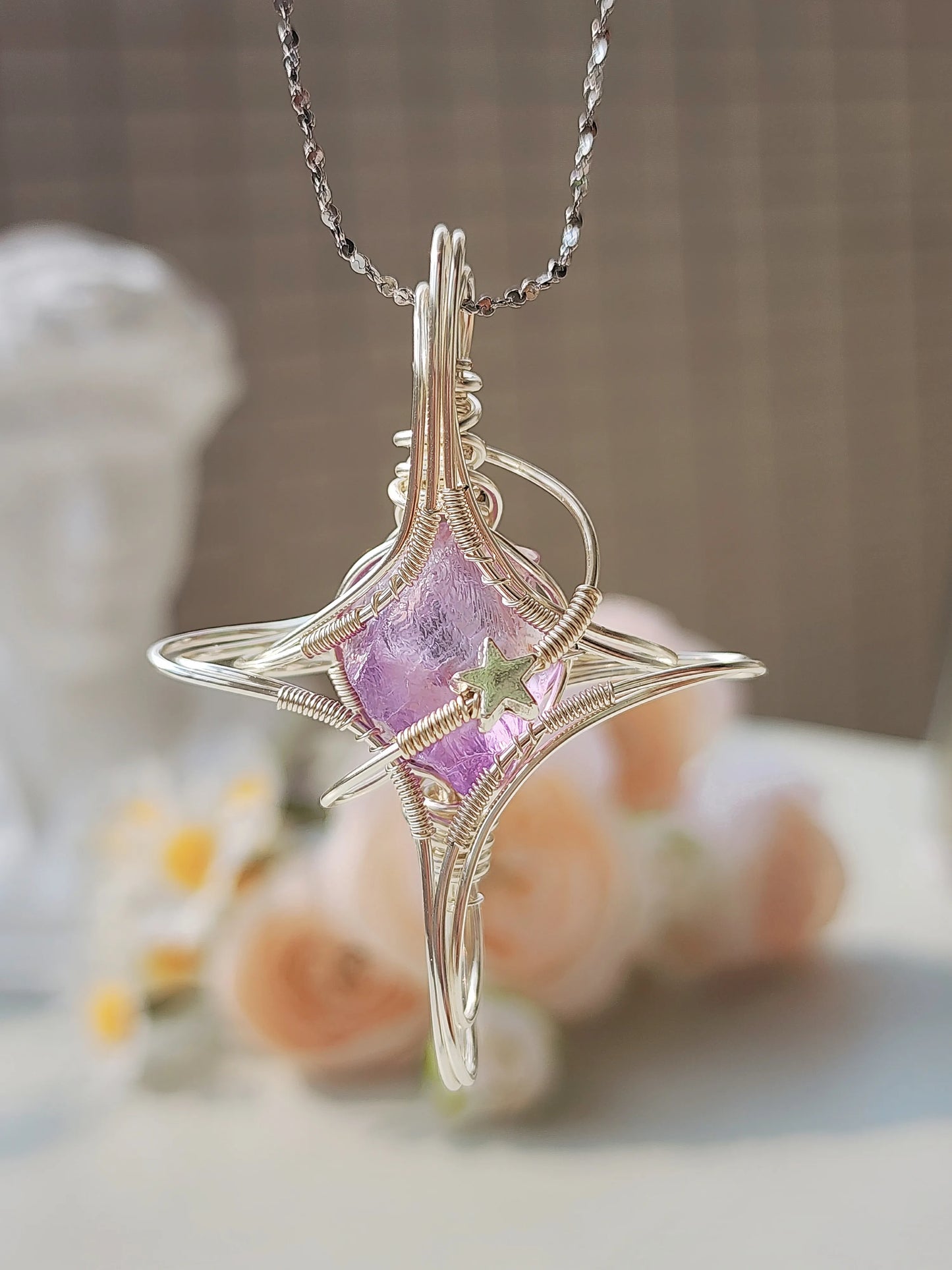 Amethyst Cross Starlight Pendant