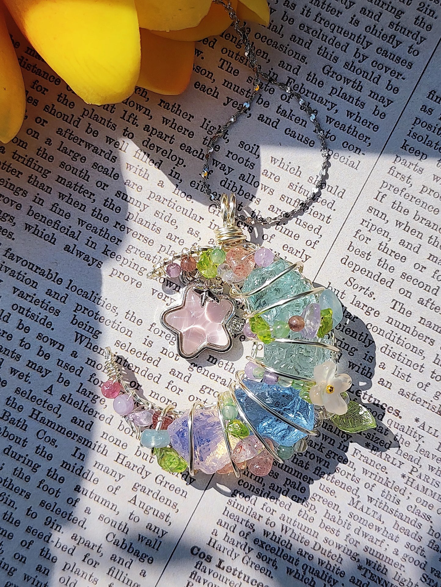 Pink Start & Moon Crystal Pendant