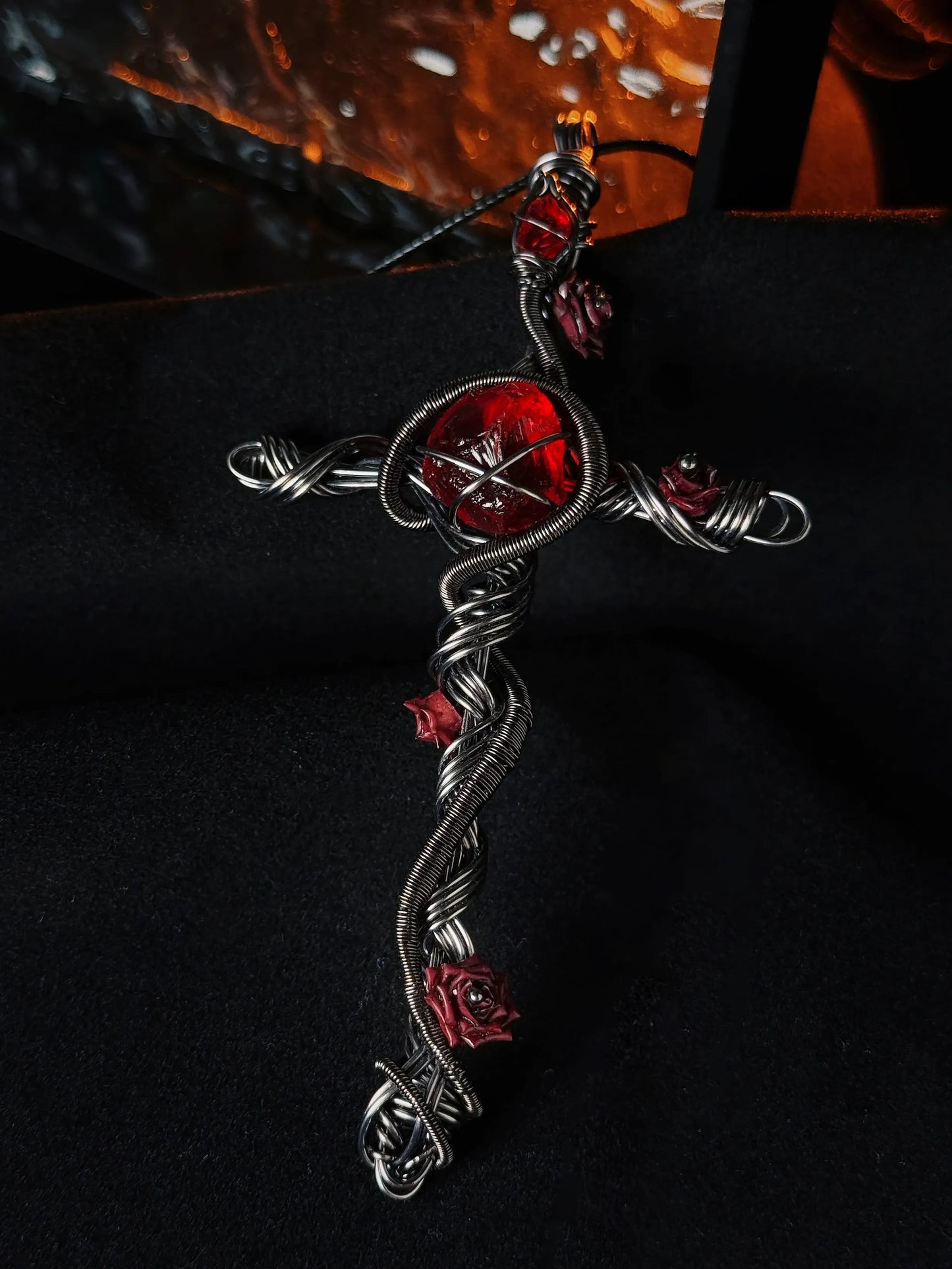 Blood Rose Cross Pendant