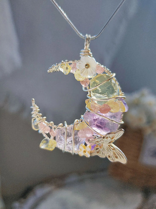 Lunar Bloom Butterfly Necklace