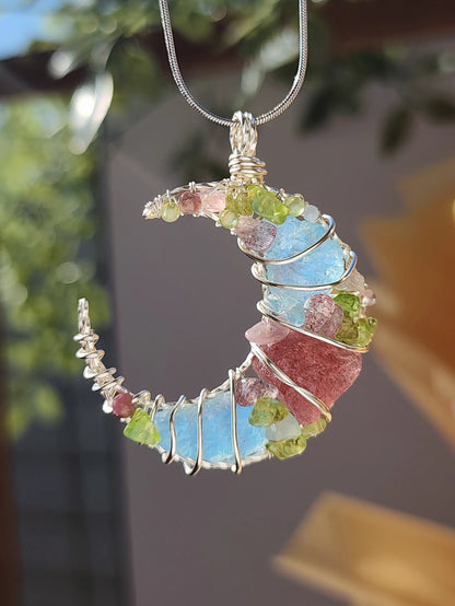 Pink Sea Moon Pendant