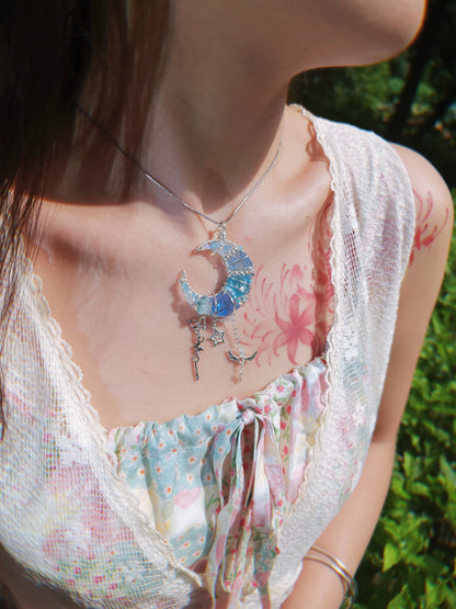Azure Angel Moon Pendant