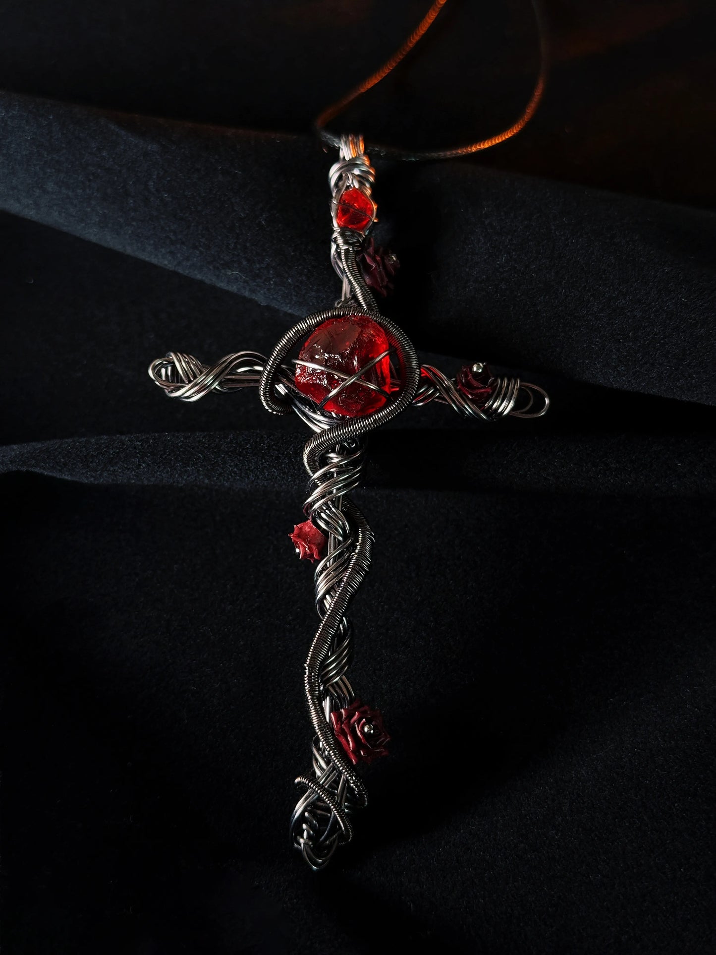 Blood Rose Cross Pendant