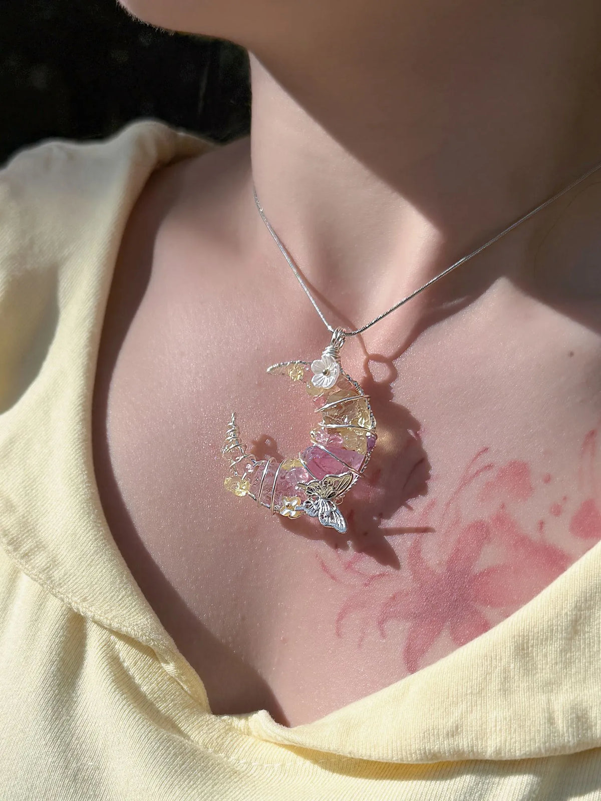 Lunar Bloom Butterfly Necklace