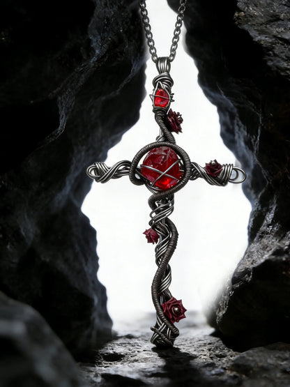 Blood Rose Cross Pendant