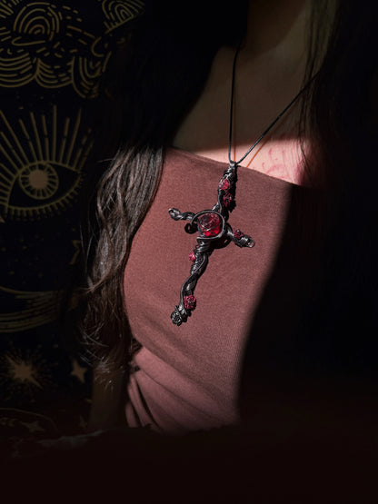 Blood Rose Cross Pendant
