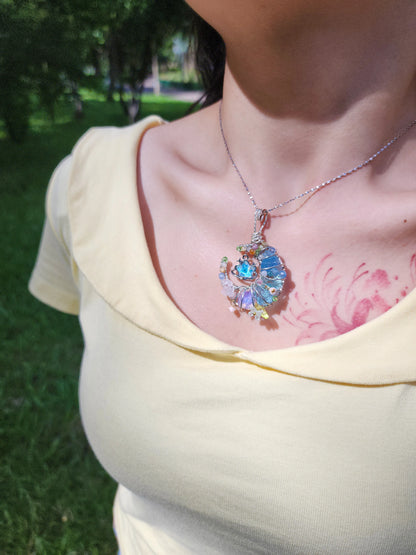 Cosmic Duo｜Blue Star & Moon Crystal Pendant