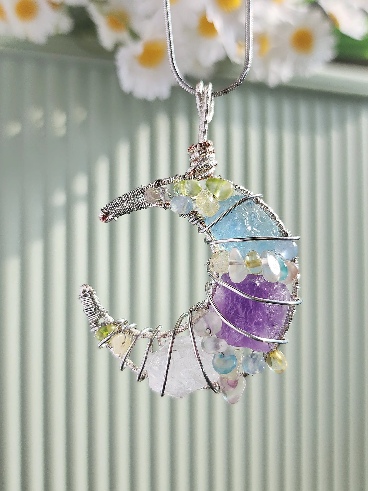 Aurora Crescent Moon pendant