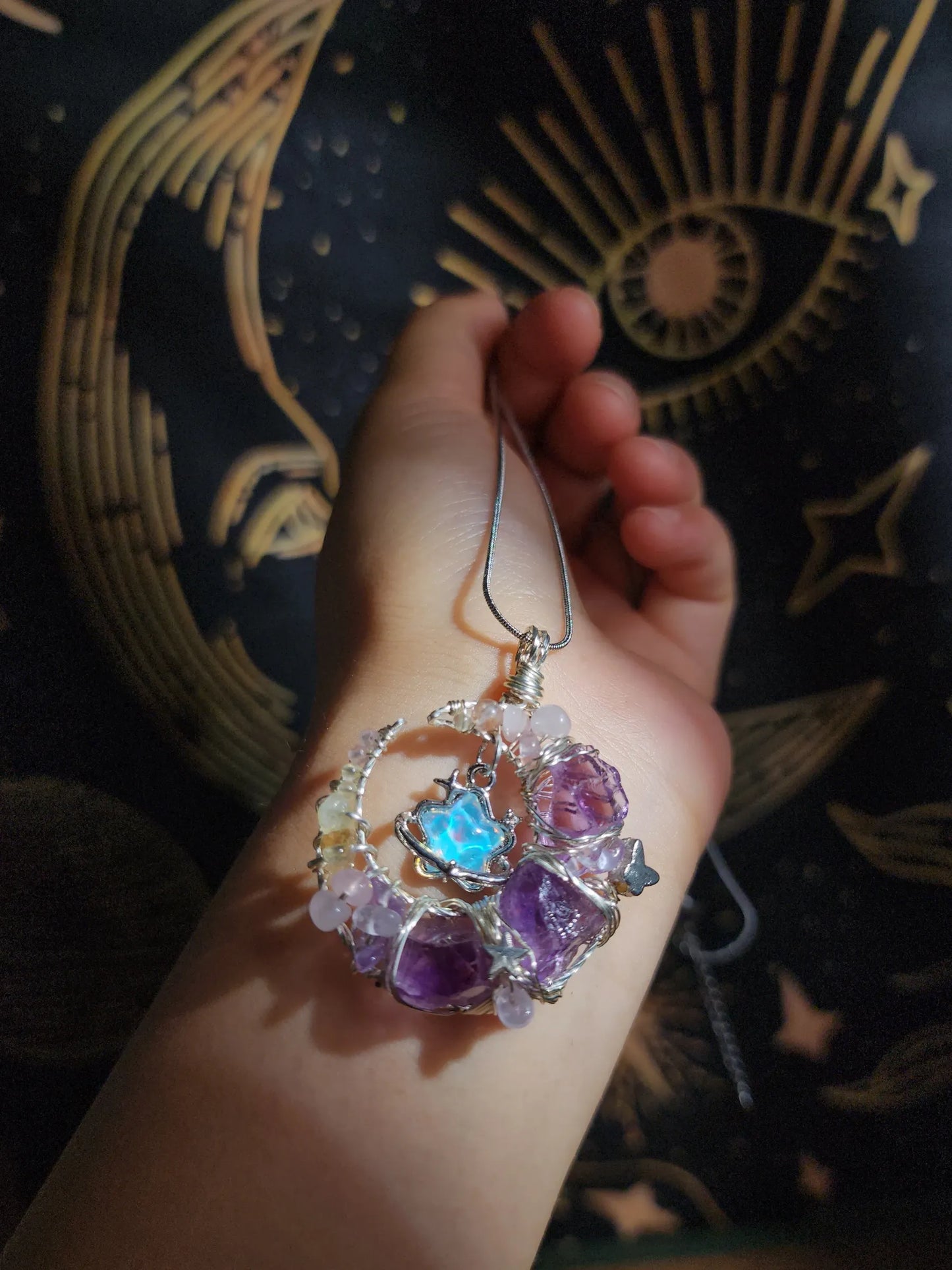 Amethyst Moon with Star Halo