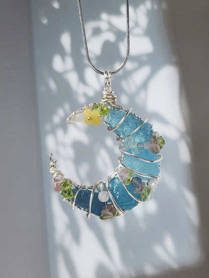 Blue Sea Moon Pendant